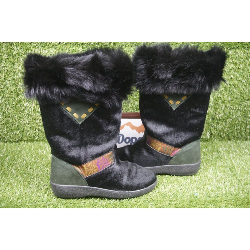 Oscar Sport Taiga Black Fur Boots - Women's Size EU 37 (US 6.5)